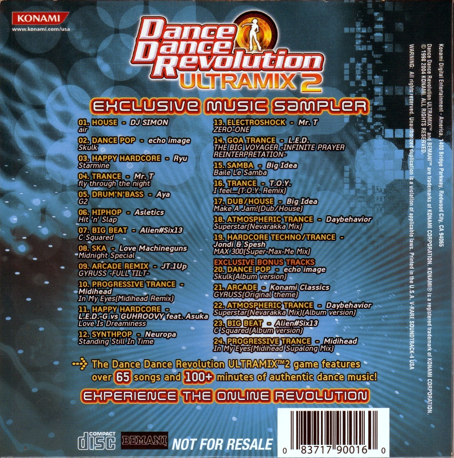 Dance Dance Revolution ULTRAMIX 2 Limited Edition Music Sampler 